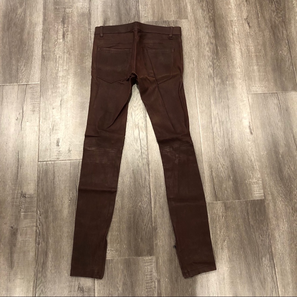 Vince Washed Leather Pants In Burgundy Merlot - Picture 6 of 8